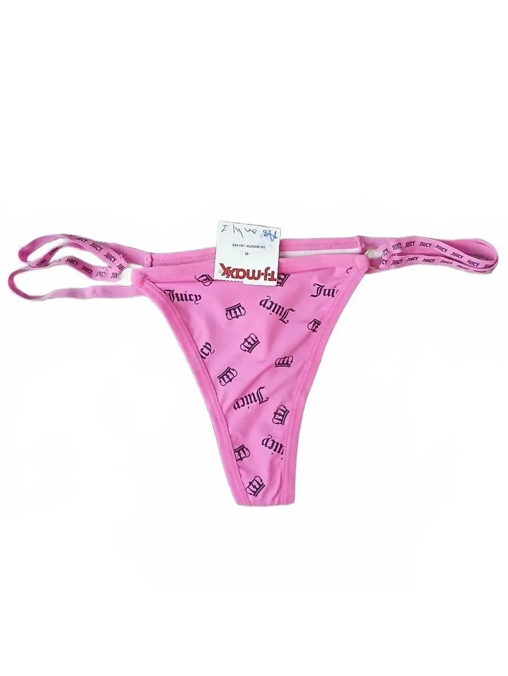 Juicy Couture Single NWT Pink Logo Crown Thong Panties Medium Barbiecore E/93